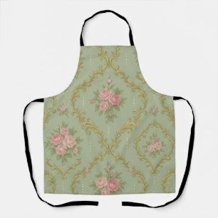 Delantal Elegante patrón floral rococó en pasteles suaves