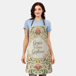 Delantal Elegante patrón floral Rosemaling con cita