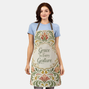 Delantal Elegante patrón floral Rosemaling con cita