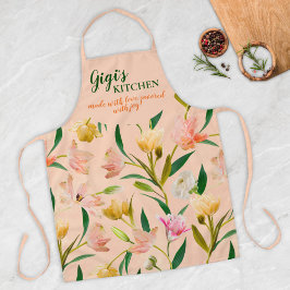 Delantal Elegante Peach Gigis Kitchen Patrón floral primave