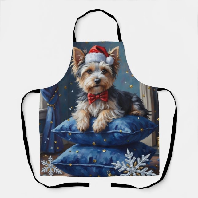 Delantal Elegante perro Biewer Terrier terciopelo Navidad (Anverso)