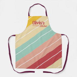 Delantal Elegante Personalizado a Rayas Retro