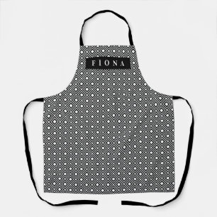 Delantal Elegante personalizado blanco y negro con motivos