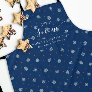 Delantal Elegante personalizado de copos de nieve y puntos 
