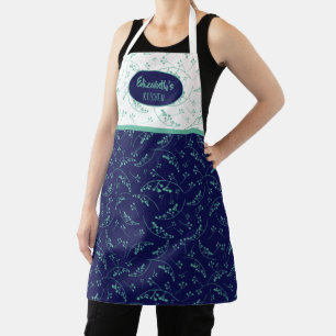 Delantal Elegante personalizado divertido patrón verde azul