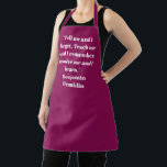 Delantal Elegante plum blanco de frase de texto de nombre p<br><div class="desc">Elegante plum y blanco nombre de frase de texto personalizado cita Apron. Excelente para cocineros,  chefs,  cerámica,  artesanía,  trabajo,  cocina,  horneado,  barbacoa,  parrilladas,  comercios y tiendas,  etc.</div>