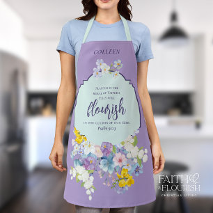 Delantal Elegante Primavera Floral Guión Personalizado