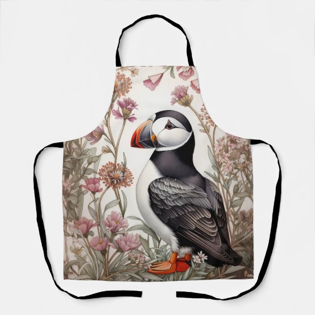 Delantal Elegante Puffin William Morris inspirado en la flo (Anverso)