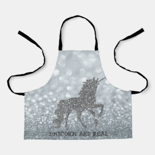 Delantal Elegante Purpurina plateado Unicorn , Bokeh