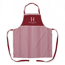Elegante Raya Roja Burdeos Monograma Nombre