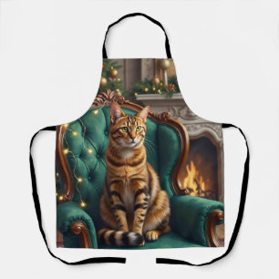 Delantal Elegante retrato festivo de gato abisinio regio Ar