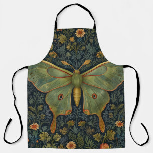 Delantal Elegante retro boho Luna moth botánico