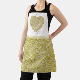 Delantal Elegante Rosa De Oro De Mi Corazón
