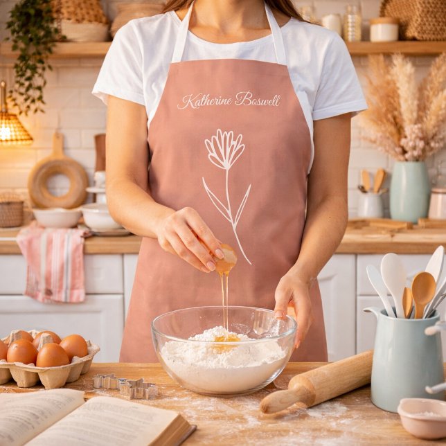 Delantal Elegante Rosa Polvorienta Nombre de Flor Simple (Subido por el creador)