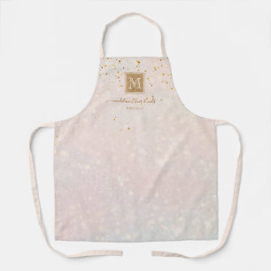 Delantal Elegante Rubor Pink Gold Purpurina Monograma Busin