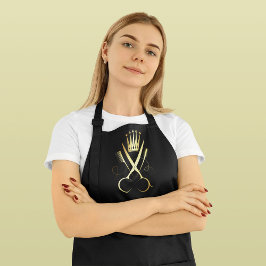 Delantal Elegante Salón de estilo elegante de cuero negro y