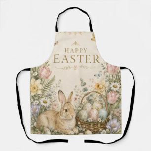 Delantal Elegante saludo de Pascua, estilo porcelana azul y