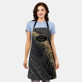Delantal Elegante secuencia de oro de mármol negro