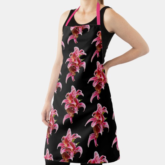 Delantal Elegante Stargazer Oriental Rosa Lilies Flowers (in situ)