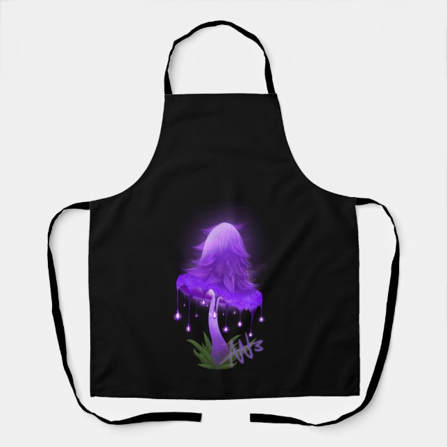 Delantal Elegante Tapa Inky Negro Morado Mushroom (Anverso)