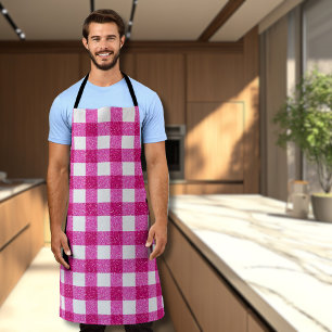 Delantal Elegante Tartán de Purpurina Rosa de San Valentín 