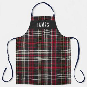 Delantal Elegante tartán rojo negro personalizado