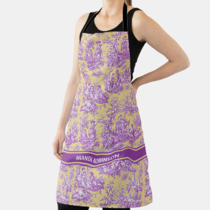 Delantal Elegante tela vintage de color amarillo púrpura de
