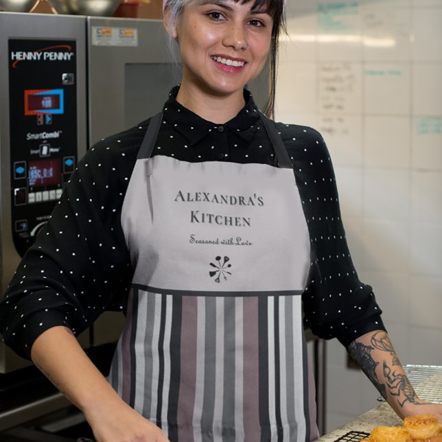 Delantal Elegante Tierra Tones Brown Stripes Personalizado  (Subido por el creador)