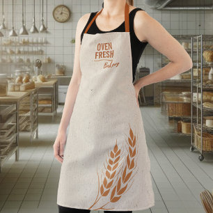 Delantal Elegante Trigo Marrón Gris Nombre Baking