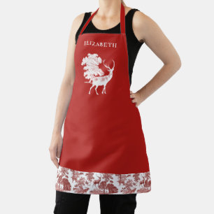 Delantal Elegante venado moderno rojo ventilado venado vena
