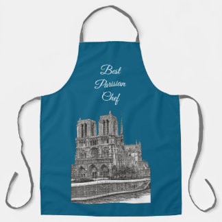 Delantal Elegante Verde azulado Notre Dame el mejor chef pa