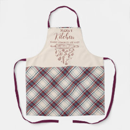 Delantal Elegante Vino Rojo Beige Tartán Cocina de Nana