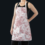 Delantal Elegante Vintage Francés Grabado Floral Toile-Rosa<br><div class="desc">Elegante y adornado patrón rosa y blanco vintage de jouy con flores exóticas, viñas y follaje entrelazados con guirnaldas y canastos de rosas. Este patrón se adaptó a partir de un fragmento textil francés histórico aproximadamente en 1910 en la colección Smithsonian. El patrón es de alta resolución pero no se...</div>