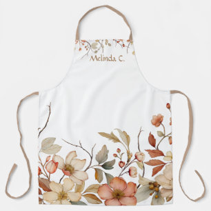 Delantal Elegante Vintage Watercolor Floral Design Apron