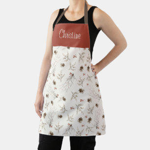 Delantal Elegante Winterberry con nombre personalizado en a
