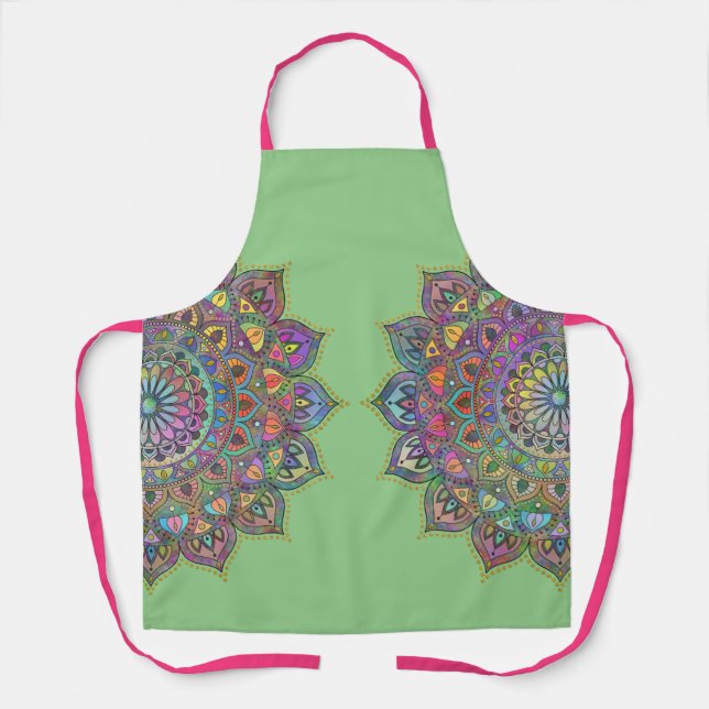 Delantal Elegante y colorido Mandala estilo India 1 (Anverso)