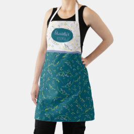 Delantal Elegante y divertido personalizado verde azulado c