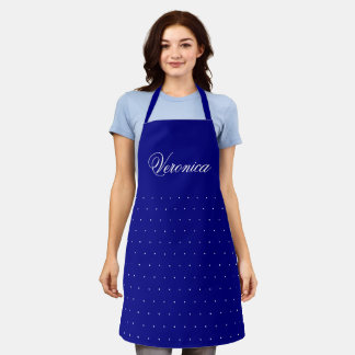 Delantal Elegante y personalizado punto de polka azul y bla