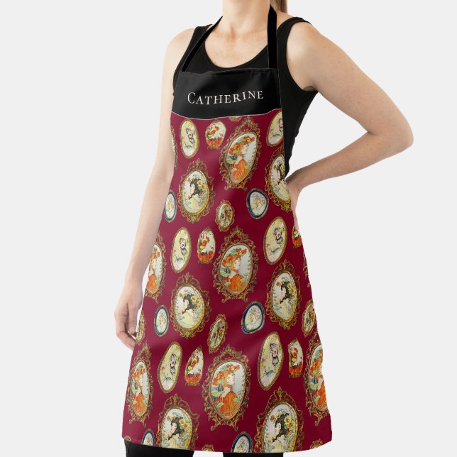 Delantal Elegantes Chicas de Art Nouveau vintage en marcos  (in situ)