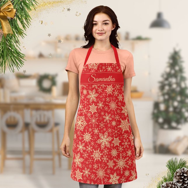 Delantal Elegantes copos de nieve Monogramados Navidades ro (Subido por el creador)