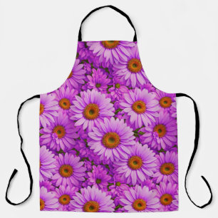 Delantal Elegantes daisias florales de magenta rosa oscuro
