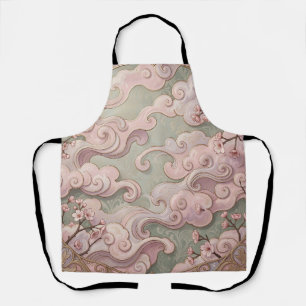 Delantal Elegantes flores de cerezo Art Nouveau remolinos