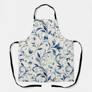Delantal Elegantes hojas de paisley azul - fondo blanco (2)