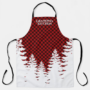 Delantal Elegantes Navidades clásicos de la Red Plaid everg