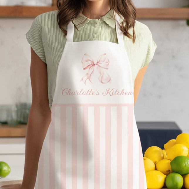Delantal Elegantes rayas rosadas Bow Apron (Subido por el creador)