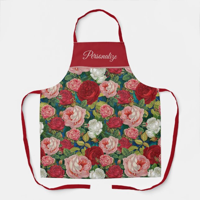 Delantal Elegantes rosas rojas victorianas (Anverso)