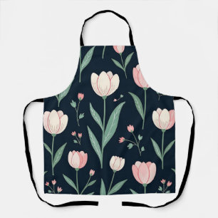 Delantal Elegantes Tulipanes Rosados Patrón Floral Sin Cost