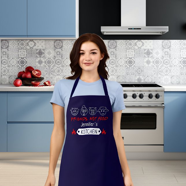 Delantal Elegantes Vegan Friends Not Food (Subido por el creador)