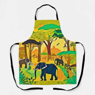 Delantal Elephant Savanna Jungle Art