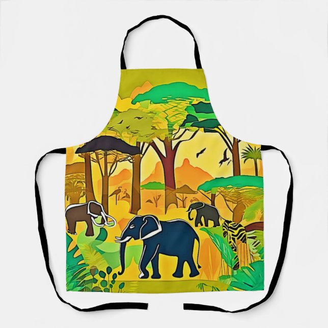 Delantal Elephant Savanna Jungle Art (Anverso)